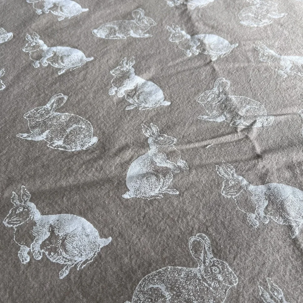 Well Dressed Home Tablecloth Easter Bunny Rabbit Rectangular 60x76Tan Natural